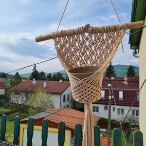 Makramé  virágtartó - otthon & életmód - dekoráció - virágdísz és tartó - virágtartó - Meska.hu
