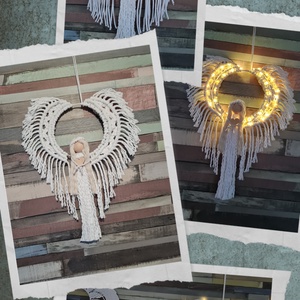 Makramé angyal - karácsony - karácsonyi lakásdekoráció - karácsonyi lakásdíszek - Meska.hu