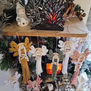 Makramé angyal - karácsony - karácsonyi lakásdekoráció - karácsonyi lakásdíszek - Meska.hu