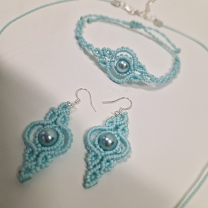 Türkiz makramé ékszer szett, Ékszer, Ékszerszett, , MESKA