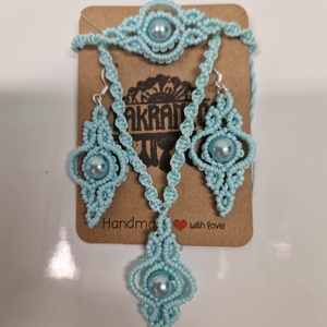 Türkiz makramé ékszer szett - ékszer - ékszerszett - Meska.hu