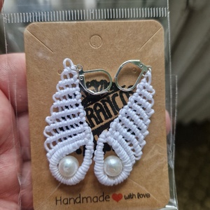 Kagyló mintás makramé fülbevaló - ékszer - fülbevaló - lógó fülbevaló - Meska.hu