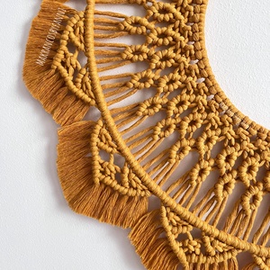 Sárga makramé mandala, felakasztható dekoráció - otthon & életmód - dekoráció - fali és függő dekoráció - falra akasztható dekor - Meska.hu