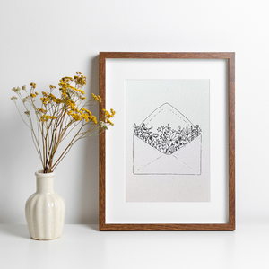 Virágos üzenet képeslap, A6 print, borítékkal - Meska.hu