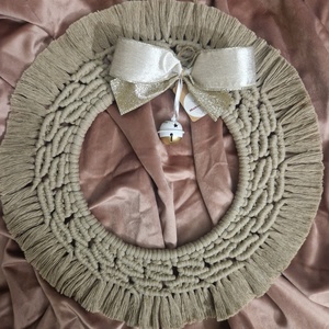 Ajtódísz makramé, Karácsony, Karácsonyi lakásdekoráció, Karácsonyi ajtódíszek, Csomózás, MESKA