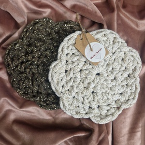 Horgolt poháralátét 2 db/csomag, Karácsony, Karácsonyi lakásdekoráció, Karácsonyi lakásdíszek, Horgolás, MESKA