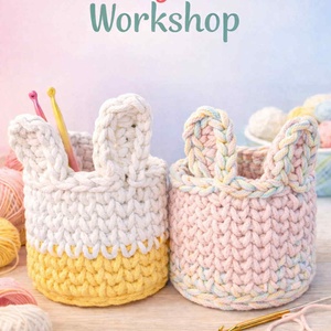 Makrandi műhely  2026.03.21. Tavaszi alkotás - nyuszifüles tároló horgolása - diy (csináld magad) - workshop & tanfolyam - Meska.hu