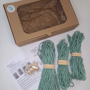 Makramé DIY box- virágtartó és 2 db poháralátét  - Meska.hu