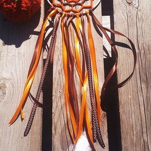 Horgolt csokoládé - narancs álomfogó  13 cm-es - Meska.hu