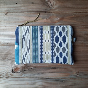 Kék - zöld azték mintás textil neszesszer, geometrikus mintás kozmetikai táska, Táska & Tok, Neszesszer, Varrás, Meska