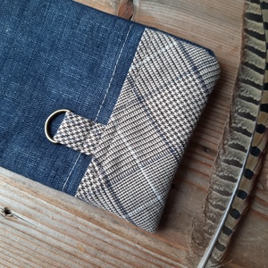 Farmer és szövet textil tolltartó, minimál cipzáros neszesszer, telefontok újrahasznosított farmerból - táska & tok - neszesszer - Meska.hu