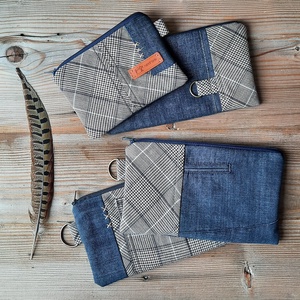 Apró cipzáros textil neszesszer, farmer és szövet pénztárca - táska & tok - pénztárca & más tok - aprópénztartó - Meska.hu