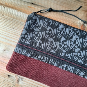 Bordó és fekete női textil neszesszer, bársony pénztárca, irattartó tok, cipzáros telefontartó - táska & tok - neszesszer - Meska.hu