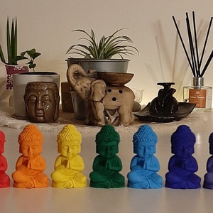 Buddha szobrok 7csakra színeivel, Otthon & Lakás, Dekoráció, Asztal és polc dekoráció, Asztaldísz, Festészet, Meska