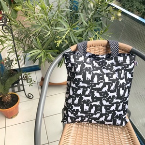 Macsek Fehér Cicás Fekete Szatyor - táska & tok - bevásárlás & shopper táska - shopper, textiltáska, szatyor - Meska.hu