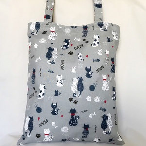 Szerelmes Cicák Szatyor Szürke - táska & tok - bevásárlás & shopper táska - shopper, textiltáska, szatyor - Meska.hu