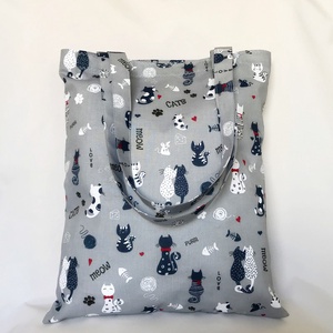 Szerelmes Cicák Szatyor Szürke - táska & tok - bevásárlás & shopper táska - shopper, textiltáska, szatyor - Meska.hu