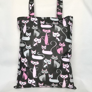 Miau Cicás Szatyor Fekete - táska & tok - bevásárlás & shopper táska - shopper, textiltáska, szatyor - Meska.hu