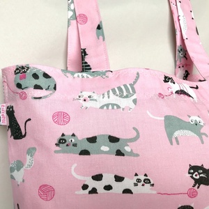 Gombolyagos Macskás Szatyor Rózsaszín - táska & tok - bevásárlás & shopper táska - shopper, textiltáska, szatyor - Meska.hu