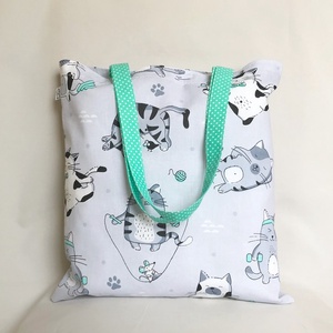 Fitt Macska Cica Mintás Szatyor - táska & tok - bevásárlás & shopper táska - shopper, textiltáska, szatyor - Meska.hu