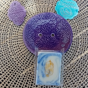 Mandala mintás kerámia szappantartó, lila - otthon & életmód - fürdőszoba - szappantartó - Meska.hu
