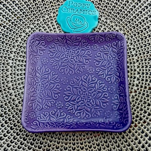 Mandala mintás kerámia tálka, lila - Meska.hu
