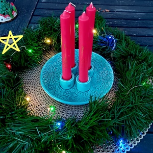 Mandala mintás kerámia gyertyatartós tál, kerek - karácsony - adventi díszek - adventi asztaldísz - Meska.hu