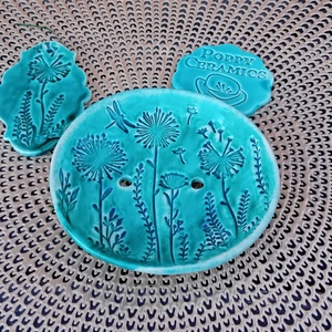 Pitypnag mintás kerámia szappantartó, türkiz - otthon & életmód - fürdőszoba - szappantartó - Meska.hu