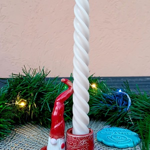 Manós kerámia gyertyatartós kis dísz, piros - Meska.hu