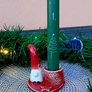 Manós kerámia gyertyatartós kis dísz, piros - esküvő - dekoráció - asztaldísz - Meska.hu