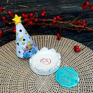 Róka és herceg mintás kerámia mécsestartó - karácsony - adventi díszek - adventi asztaldísz - Meska.hu