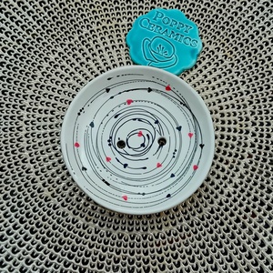 Vonal és szív mintás  kerámia szappantartó, Otthon & Életmód, Fürdőszoba, Szappantartó, Kerámia, Festett tárgyak, MESKA