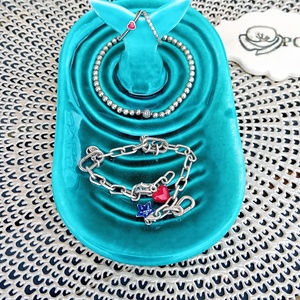 Ékszer tartó kerámia tál, türkiz - ékszer - ékszertartó - ékszertartó tál - Meska.hu