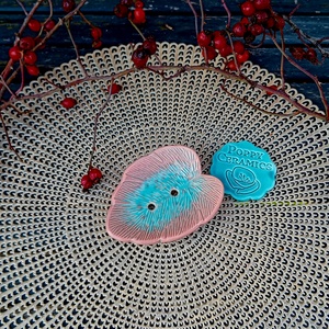 Levél alakú kerámia szappantartó, rózsaszín-türkiz, Otthon & Életmód, Fürdőszoba, Szappantartó, Kerámia, Festett tárgyak, MESKA