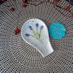 Levendula mintás kerámia fakanáltartó, lila, Otthon & Életmód, Konyhafelszerelés, tálalás, Sütés, főzés, Fakanál & Fakanáltartó, Kerámia, Festett tárgyak, MESKA