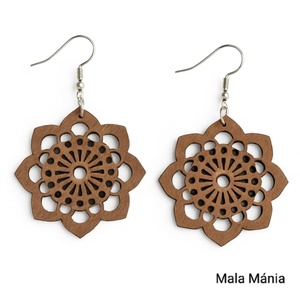 Mandala mintás fa fülbevaló , Ékszer, Fülbevaló, Lógó fülbevaló, Ékszerkészítés, MESKA