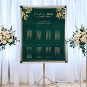 Smaragdzöld és arany színű ültetőtábla, ültetési rend (digitális termék), Esküvő, Dekoráció, Tábla & Jelzés, , MESKA