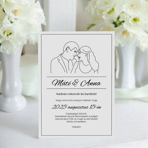 Egyedi esküvői meghívó fotó alapján készült vonalrajzzal (digitális termék), Esküvő, Meghívó & Kártya, Meghívó, , MESKA