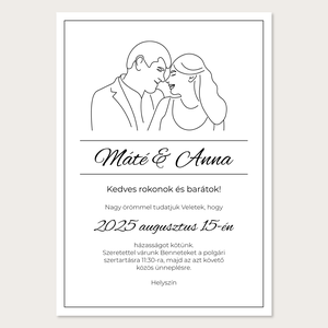 Egyedi esküvői meghívó fotó alapján készült vonalrajzzal (digitális termék) - esküvő - meghívó & kártya - meghívó - Meska.hu
