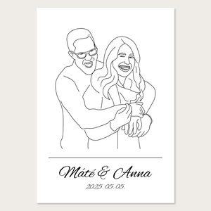 Nászajándék - Saját fotó alapján készült vonalrajz (digitális termék) - esküvő - emlék & ajándék - köszönőajándék - Meska.hu