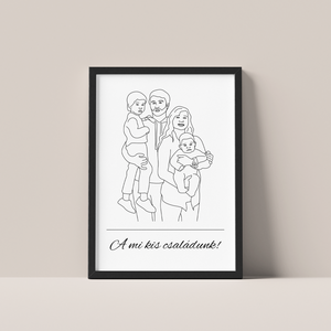 Családi portré - Saját fotó alapján készült vonalrajz (digitális termék) - Meska.hu