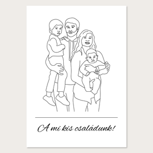 Családi portré - Saját fotó alapján készült vonalrajz (digitális termék) - művészet - grafika & illusztráció - digitális - Meska.hu