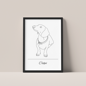 Egyedi kisállat portré - Saját fotó alapján készült vonalrajz kisállatodról (digitális termék), Művészet, Grafika & Illusztráció, Digitális, , MESKA