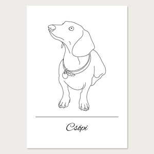 Egyedi kisállat portré - Saját fotó alapján készült vonalrajz kisállatodról (digitális termék) - művészet - grafika & illusztráció - digitális - Meska.hu