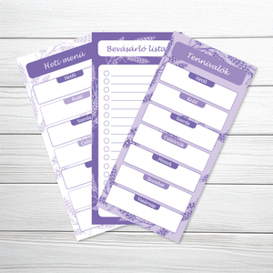 Nyomtatható heti tervező levendula mintával (digitális termék), Otthon & Életmód, Papír, írószer, Naptár & Tervező, , MESKA