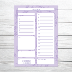 Nyomtatható napi tervező levendula mintával (digitális termék) - otthon & életmód - papír, írószer - naptár & tervező - Meska.hu