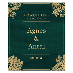 Smaragdzöld és arany színű üdvözlőtábla esküvőre (digitális termék) - esküvő - dekoráció - tábla & jelzés - Meska.hu