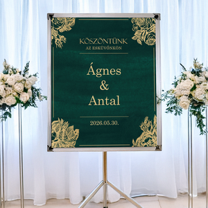 Smaragdzöld és arany színű üdvözlőtábla esküvőre (digitális termék) - Meska.hu