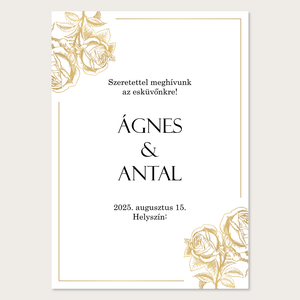 Nyomtatható esküvői meghívó arany színű rózsamintával (digitális termék) - esküvő - meghívó & kártya - meghívó - Meska.hu