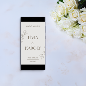 Digitális minimalista animált esküvői meghívó levélmintával - Meska.hu